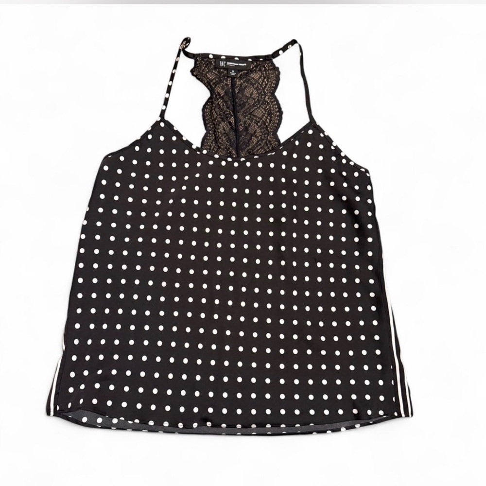 Black Polka Dot Lace Tank Top International Concepts